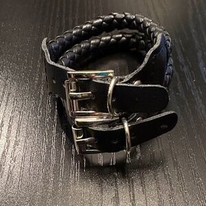 Black Braided Leather Bracelet